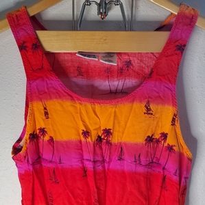 Cabana Beach Tropical Red Orange Pink Swim Cover up